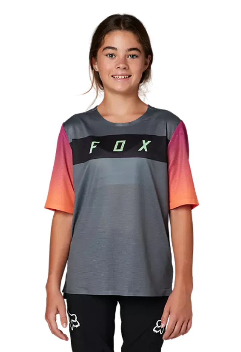 Fox Racing Youth Flexair Short Sleeve Jersey in Pewter-1